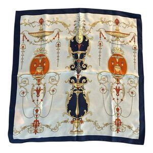 NWT Wensli Scarf 100% Mulberry Silk Multicolor Double-Sided 29"x30" Fall Colors